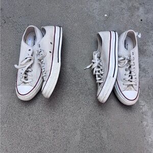 Converse Off-White Canvas Sneakers with Red Trim